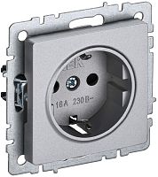 Розетка с заземлением без рамки IEK Brite РС11-1-0-БрА 1-м. алюминий картинка